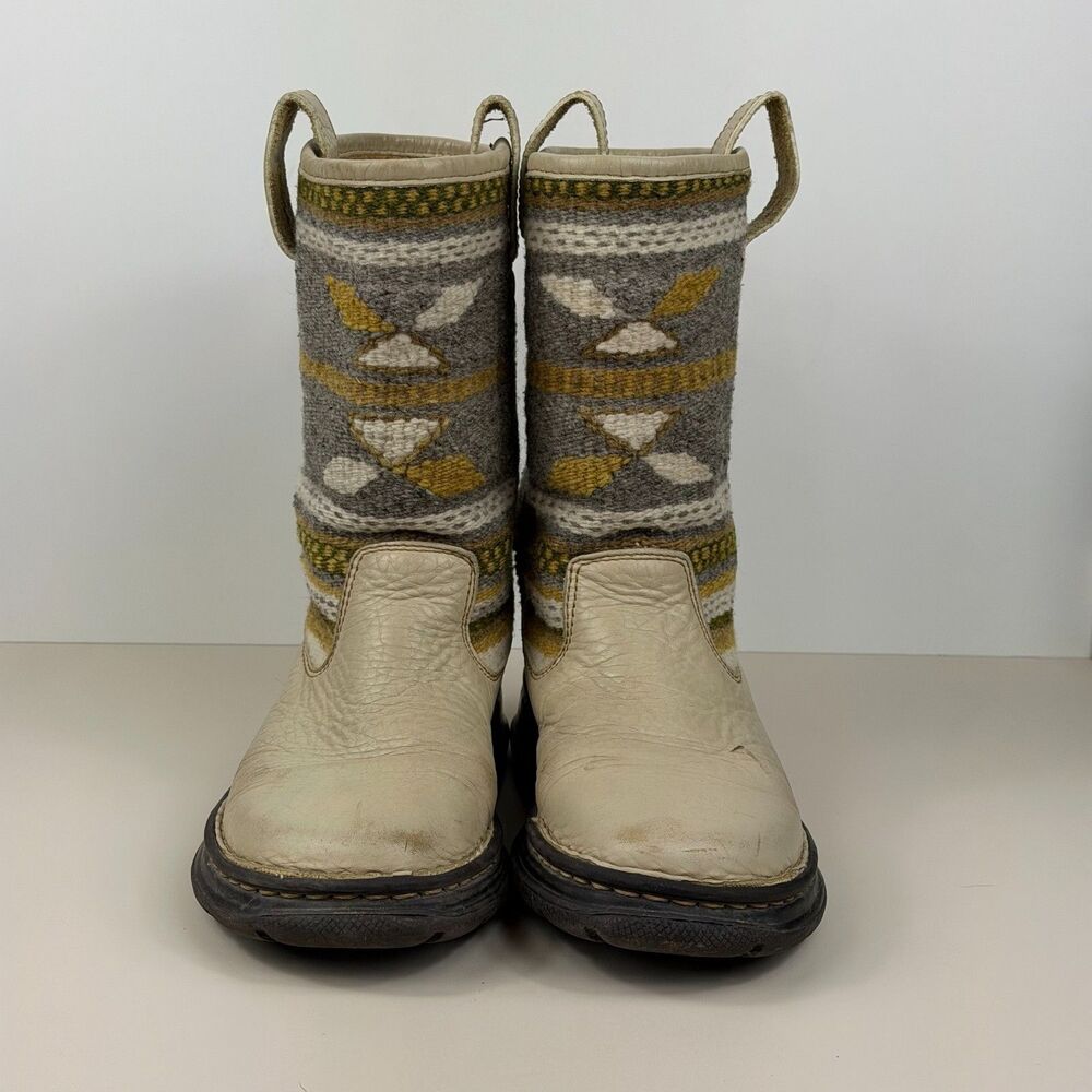 Vintage Born Leather Wool Kilim Tapestry Boots Womens 7 38 Southwestern Boho - Picture 7 of 13